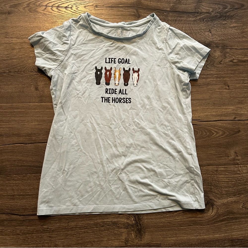 Gray Graphic Tee with Horse Print